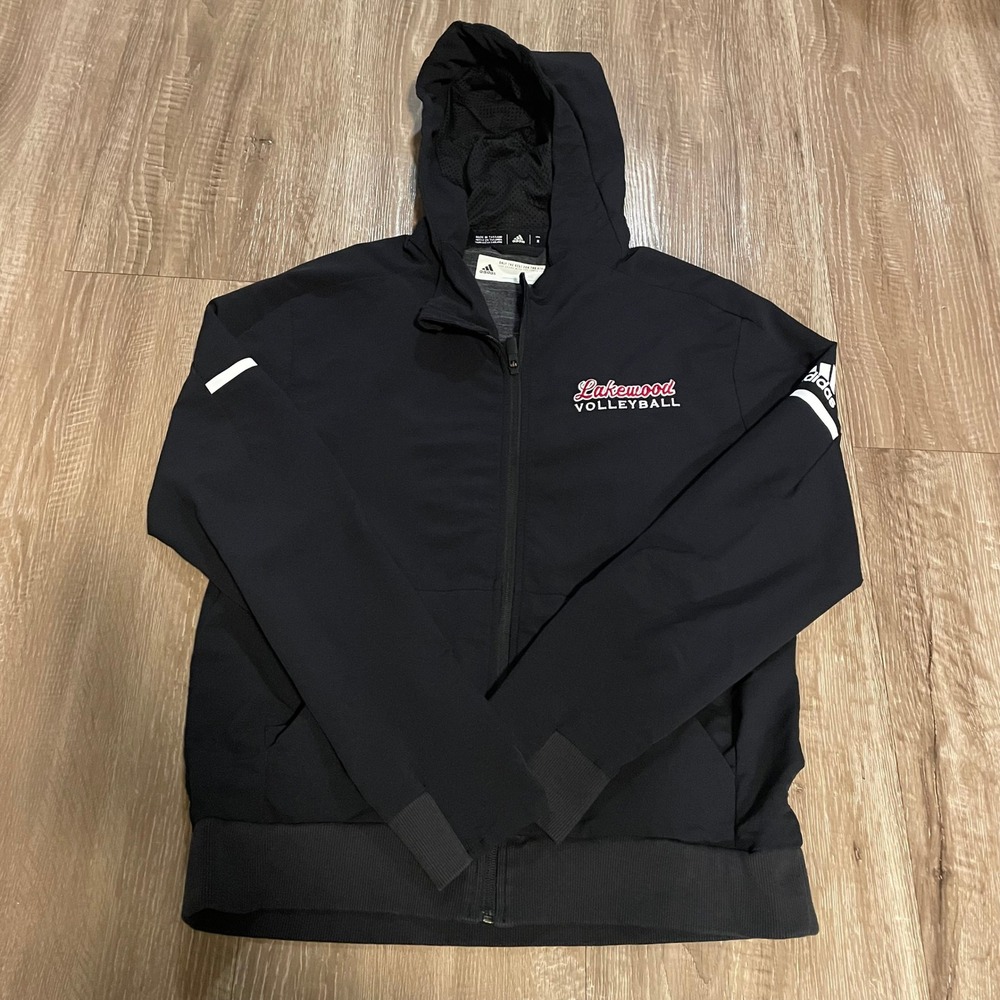 Adidas Mens Full Zip Hoodie Medium Black Performance Lakewood Volleyball Jacket
